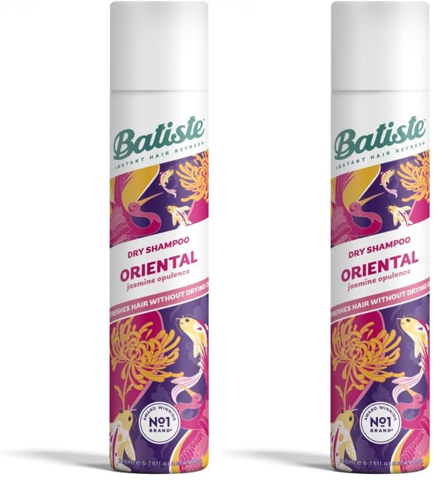 Batiste - Champú Seco Oriental- sin Sulfatos - Vegano y Ecofriendly - para cabello con aroma a coco, iris, lirio, jazmin, cedro, uva, manzana y bayas salvajes - 200ml (el embalaje puede variar)