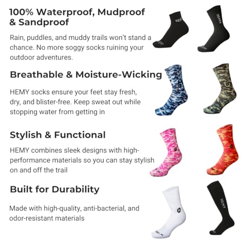 Hemy Waterproof Socks for Men & Women - Breathable, Warm, Organic Cotton - Ideal for Hiking and Walking Ankle Socks - Black2