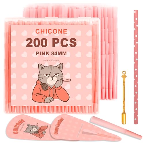 200 Pack Pre Rolled Cones | Natural Slow-Burning Cones Rolling Paper | 84mm Rolling Papers | Bong | Rolling papers