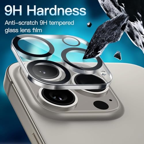 Image of PACK OF 5 MAHIX Camera Lens Protector For IPHONE 16 / 15 PRO / 16 / 15 PRO MAX (SILVER) UHD 9H Glass, Anti Drop, Scratch Resistant, Case Friendly, Removable, Waterproof, Heavy Duty Camera Protector, FIT ALL MODELS