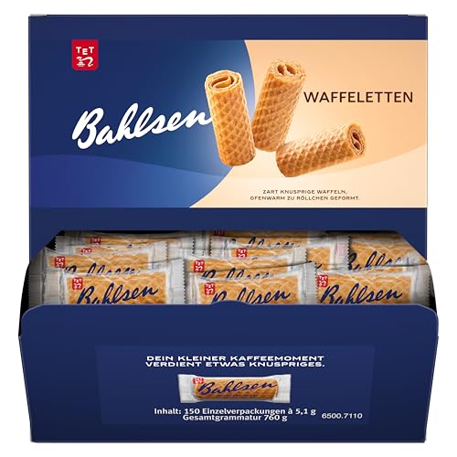 Bahlsen Waffeletten – Hauchdünne Waffelröllchen in Einzelpackungen im Thekenaufsteller – ca. 150 Stück, 760 g