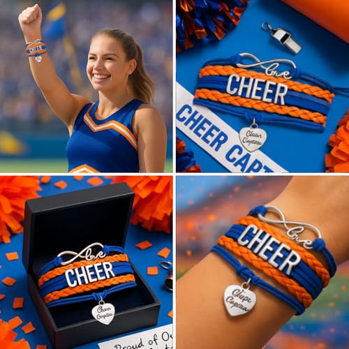 Image of Sportybella Cheer Captain Charm Bracelet- Girls Captain Cheerleading Bracelet- Cheer Jewelry for Cheerleader