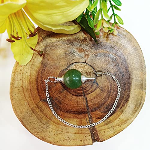 Image of Green Aventurine Crystal Pendulum | Natural Gemstone Pendulum for Dowsing | Healing Crystal for Reiki Chakra Meditation | Feng Shui Vastu Spiritual Decor