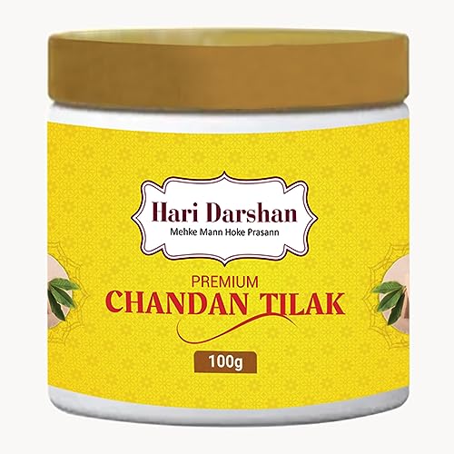 Hari Darshan Premium Chandan Tika – 100g | Pure Sandalwood Paste with Long Lasting Fragrance | Tilak for Daily Pooja, Hawan
