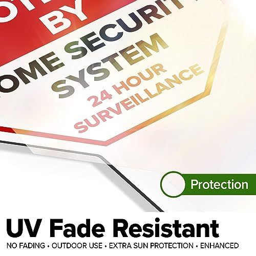 Image of Protected by Home Security System Sign, 9x17, Heavy Duty Integrated Ground Stakes, Indoor /Outdoor Use, Rust Free Aluminum Composite, Made in USA by My Sign center