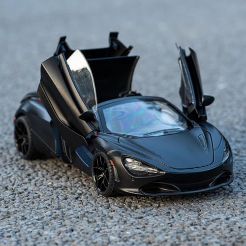 Image of FEXXA 1.18 Scale McLaren 720S Die-Cast Metal Car with Sport car Openable Doors Light and Sound,Pull Back Function Indoor Outdoor Toy for Kids (Black)