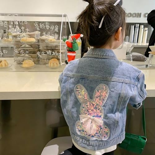 ASHER FASHION girls denim jacket Girls Sequin Outerwear Embroidery Denim Jacket4