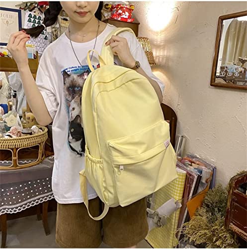 LELEBEAR Difa Bear Backpack - Kawaii Solid Color Cute Aesthetic Rucksack, Large Capacity (Yellow)3