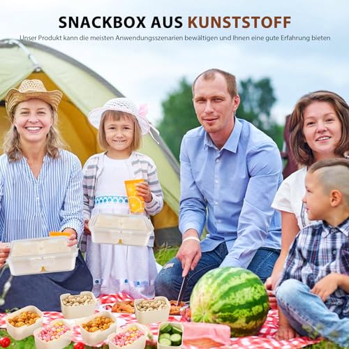 HOSPAOP Snackteller mit Fächern, Snackschale mit Deckel, Kunststoff Snackbox Snack Schalen Set Auslaufsicher, Snacktablett Organizer für SüßIgkeiten Candy Veggie Keks Nüsse Desserts Obst