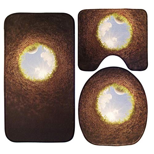 Claean-Acces-Home Toilettendeckelbezug A 3 Stück/Set Badezimmer Toilettensitzpolster Wasserabsorbierender Schwamm O-Förmiger Deckel U rutschfeste Matte-Loch