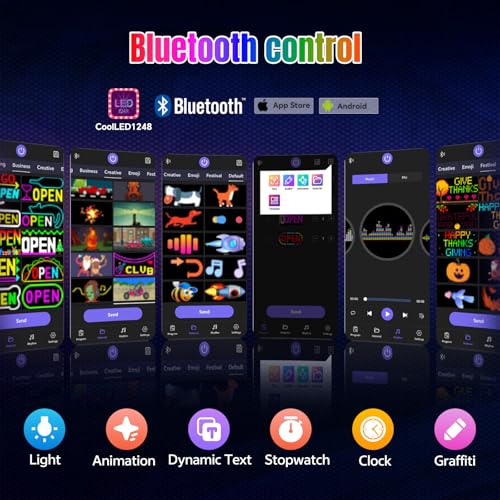 Image of Large Programmable LED Open Sign, Bluetooth APP, for Business Retail Shop Window Display (20 inch x 12 inch /P8 Res.)