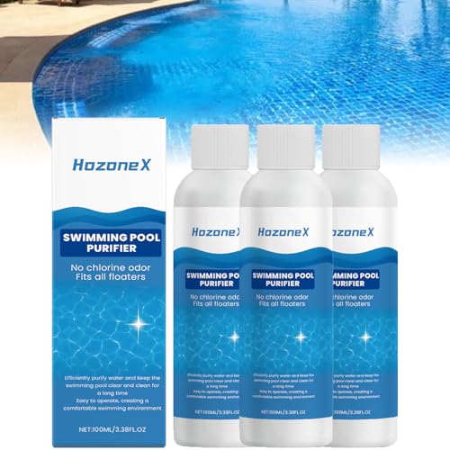 Hozonex Swimming Pool Purifier Hozone X Pool Purifier Pro Pool Water Purifier Liquid Keeps Water Crystal Clear & Removes Cloudiness for Inground Pools & Above Ground Pools (3Pcs)