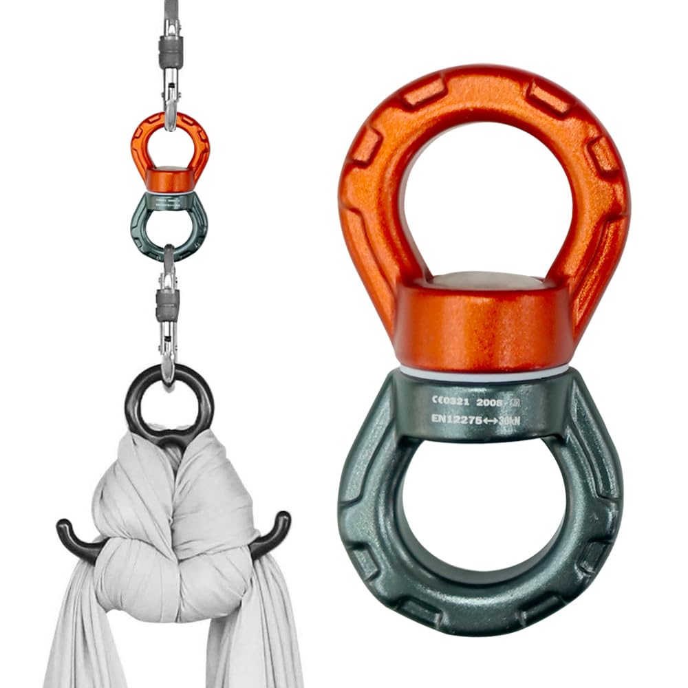 YERGOFE Swing Swivel - Orange/Black - 360° Rotational Device Hanging Accessory 30KN Breaking Strength for Rock Climbing? Hammock? Swing? Aerial Yoga