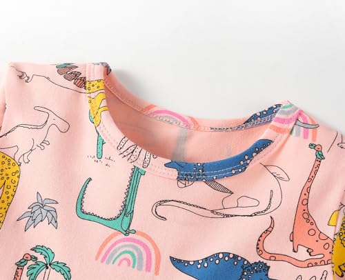 Julerwoo Toddler Girls Dinosaur Dress Long Sleeve Cotton Casual Dress for 2-8 Years2