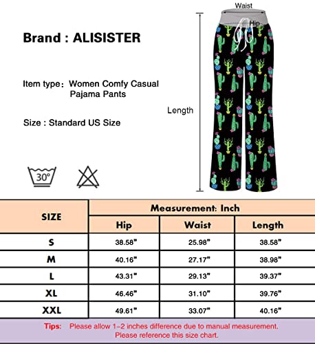 Alisister Pajama Pants For Women Plus Size Soft Pizza Cat Lounge Bottom Novelty Galaxy Lounge Joggers Wide Leg Elastic Drawstring Home Relaxed Apparel Xxl Black Yellow #TOP4