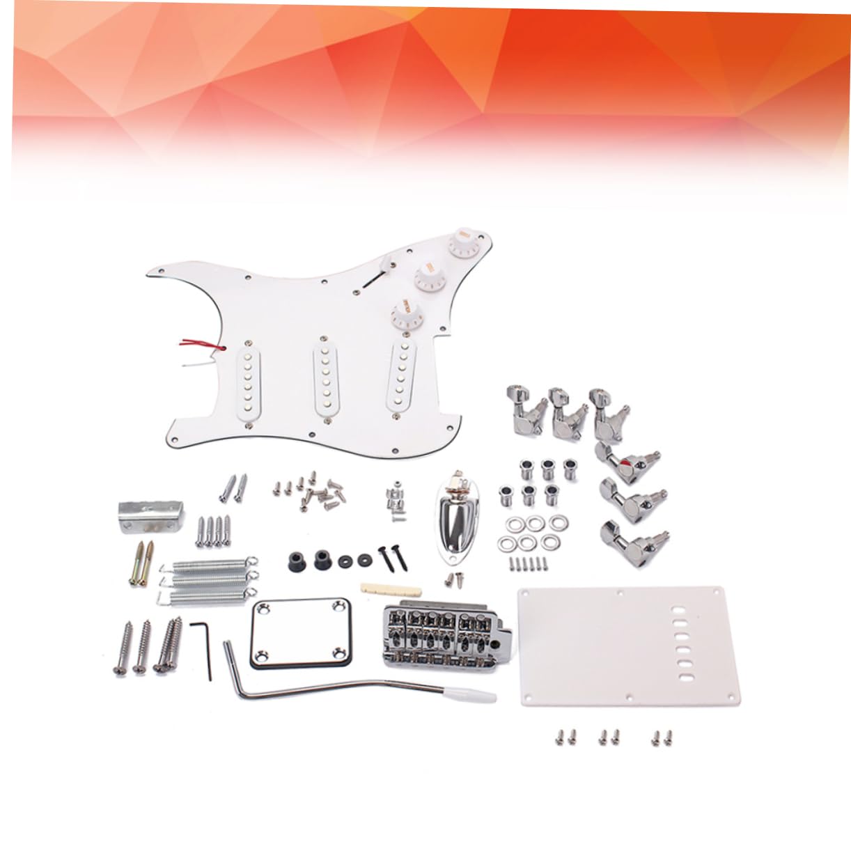 Kit Completo Chitarra Elettrica St Stile Con Accessori Ponte Tremolo Pickup Singoli e Controlli Volume Tono Facile Da Assemblare Colore Bianco
