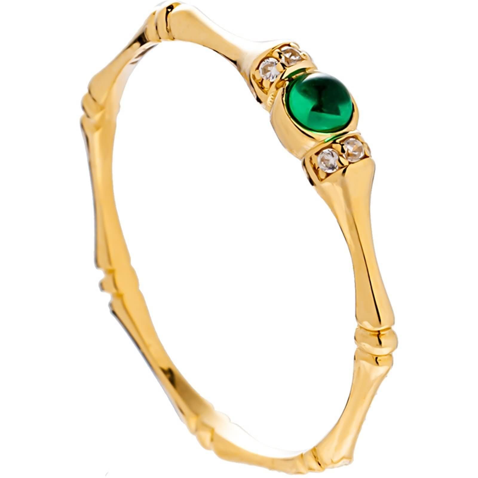 Daesar Anillos de Boda para Mujer con Redondo con Esmeralda y Moissanita, Oro Amarillo 9K/14K/18K, Anillos de Compromiso y Boda Oro Verde