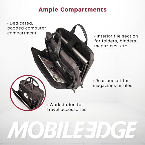 Image of Mobile Edge Select 16 inch Nylon Laptop Briefcase Bag for Men and Women, Business, Work, Travel, Compatible with MacBook 17 inch, Black, MEBCNS1