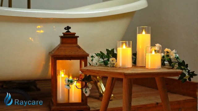 Image of Raycare Flameless Candles Battery Operated with Remote Timer, Acrylic Flickering LED Pillar Candle for Valentine's Day, Home Decor, Gift for Family and Friend, White, Set of 5 | LED Acrylic 3D Flickering Realistic Glow for Christmas Gift, Weddings, Mantels, Fall Home Decor, Halloween, Family, Set of 5