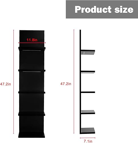 Miniatura 2 de Estantes de pared de 5 niveles con luz LED, estante de columna vertical, almacenamiento flotante, organizador de decoración del hogar, estante de