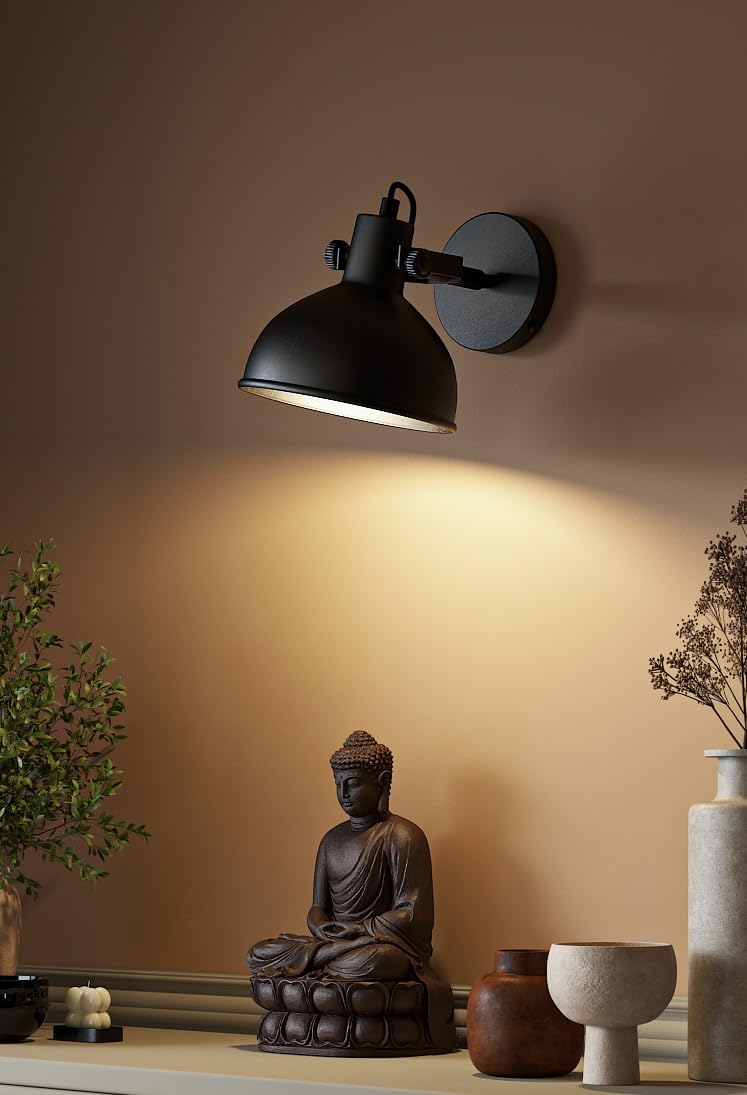 Sponsored Ad - Divine Trends Metal Focus Reading Wall Light With Rotation Adjustment Black Polished For Bedside, Bedroom, Living Room, Home Decoration, Hotel Wall Lamp Pack Of 1