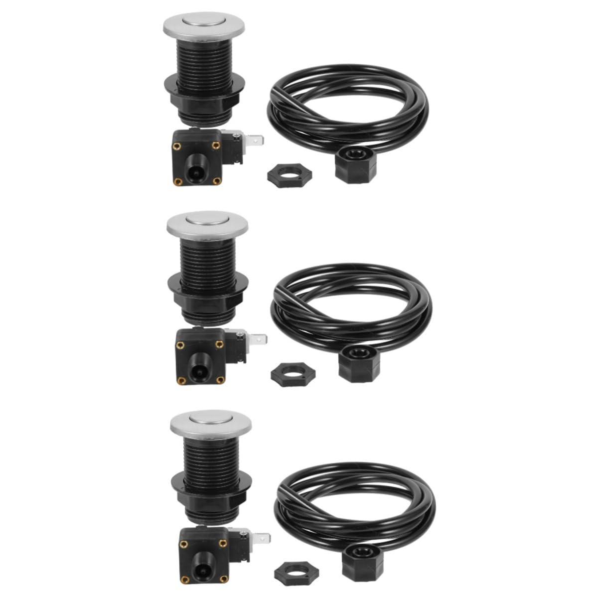 Housoutil 3 ensembles Set de Bouton Pneumatique Inox pour Broyeur Déchets Évier Interrupteur Air Durable Compatible Cuisine et Montage Facile sans Électricité