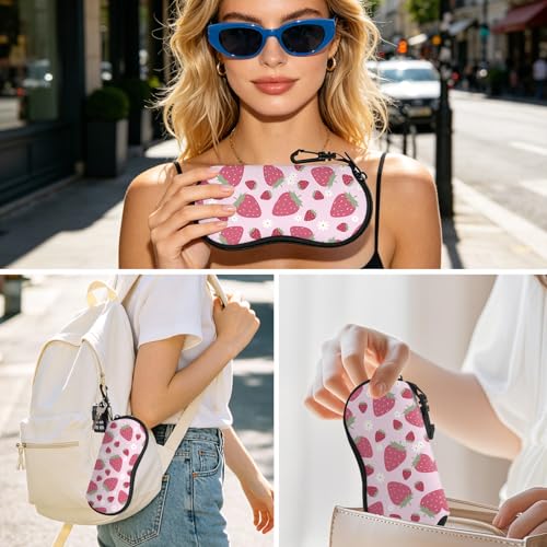 Image of Sunglasses Soft Case, Cute Ultra Light Portable Neoprene Zipper Eyeglass Glasses Case with Belt Clip for Men Women