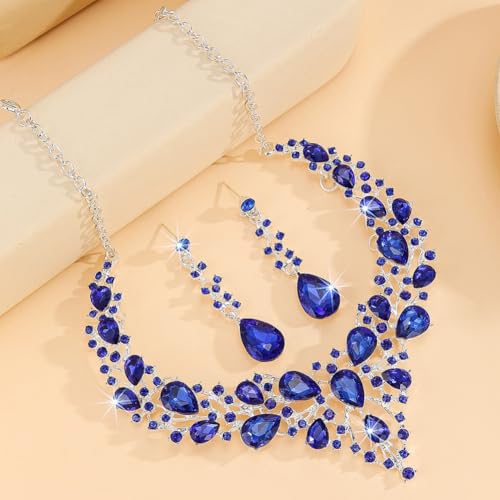 Image of Shining Diva Fashion Stylish Design Fancy Crystal Necklace Jewellery Set for Women | Trendy Celebrity Inspired Jewellery