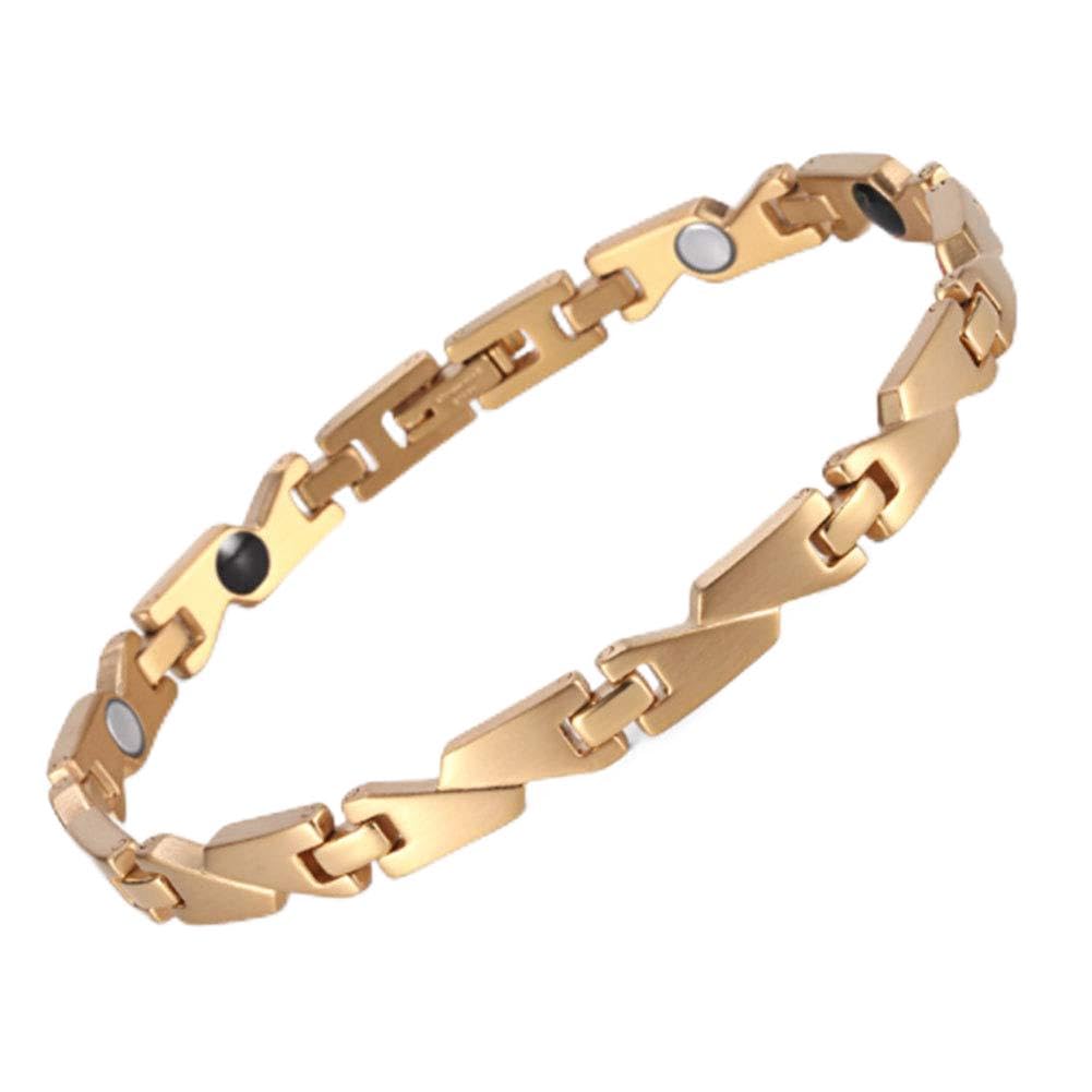 XINGYU Bracciale in Acciaio Inossidabile con Magnete Gioiello, Braccialetto in Lega di Titanio elettrolitico in Fibra di Carbonio Elemento Quattro in Uno Bracciale, Gold