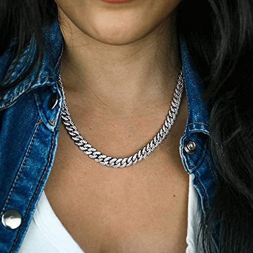 HIPBLING Cuban Link Chain for Women Diamond Miami Cuban Necklace 8mm 13mm Mens Iced Out Chain Hip Hop Rapper Jewelry Gift for Men Women2