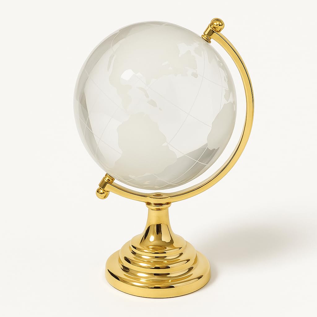 Crytal globe Vastu/Feng Shui Glass Globe for Success Good Luck and Prosperity (Crystal, Clear)