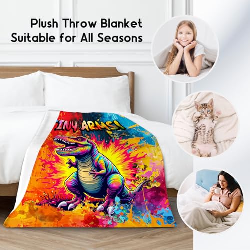 Dinosaur Blankets Gifts for Toddler Boys Teens - 40x50 Inches Soft Flannel Dinosaur Throw for Couch