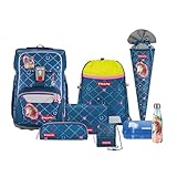 Step by Step Schulranzen-Set Giant „Horse Lima“, 9-teilig, blau, ergonomischer 23L Tornister, höhenverstellbar mit Hüft- und Brustgurt, inkl. Trinklfasche für Mädchen ab der 1. Klasse
