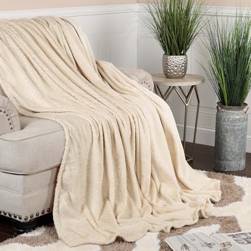 Superior Fleece Diamond Fluffy Blanket, Decorative Blankets for Bedroom, Sofa, Fuzzy, Plush, Soft, Cute Room Decor, Beautiful Cover, Comfort Essentials, Atka Collection, Throw Size, Cream