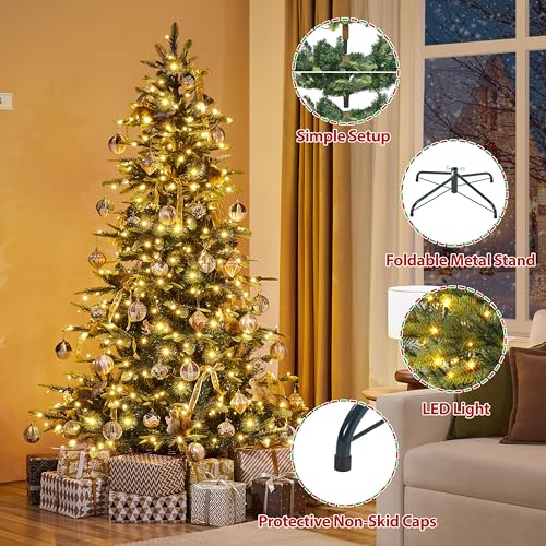 Yaheetech 6ft Pre-lit Aspen Fir Artificial Christmas Tree with 400 Warm ...