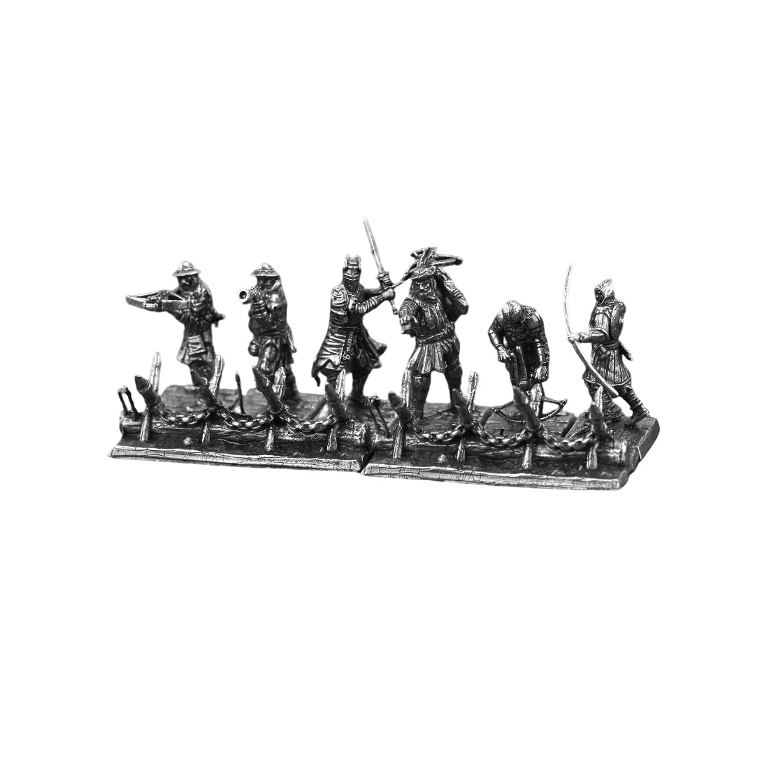 Cubertime Sliver Dragon Hunters Miniatures, 8Pcs Alloy Crossbowman & Barricade Set, Metal Wargame Figures For D&D Rpg, Defensive Squad For Tabletop Games