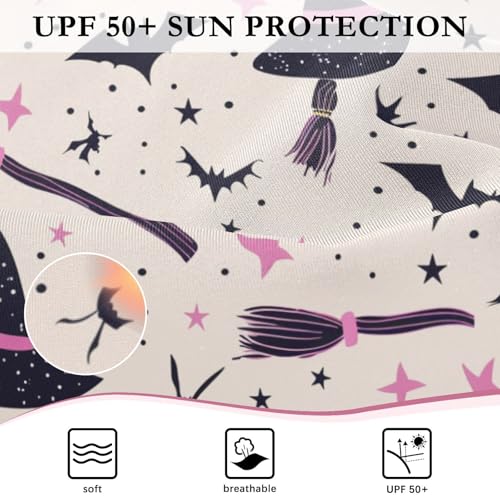 CaTaKu Girls One Piece Swimsuit Bat Witch Hat Toddler Bathing Suit Long Sleeve UPF 50+ Rash Guard Swimwear 3-12Y4