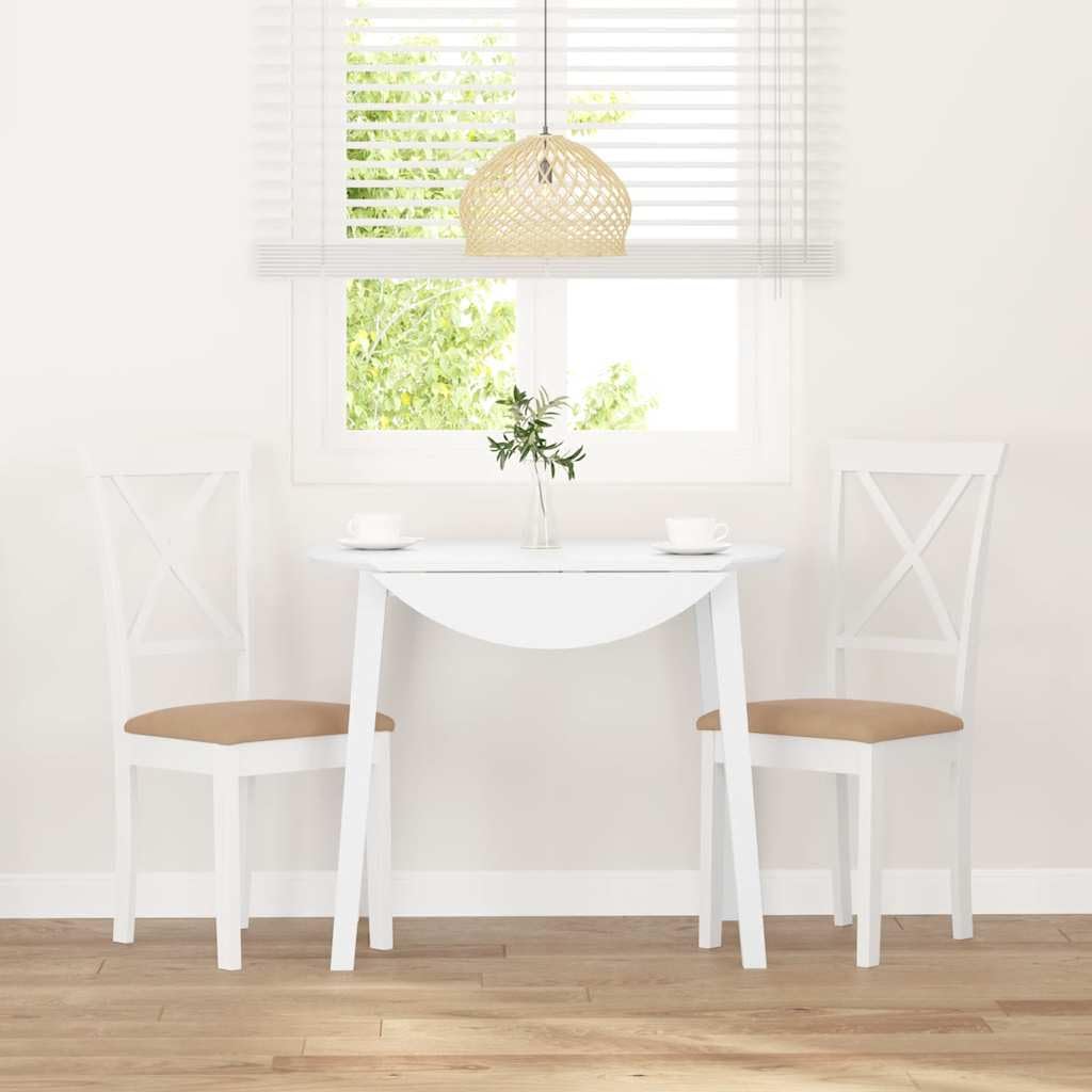 Sillas de comedor con cojín 2 uds. Árbol de caucho de madera maciza blanco, diseño ergonómico con respaldo cómodo para sentarse durante mucho tiempo, resistente a los golpes y duradero