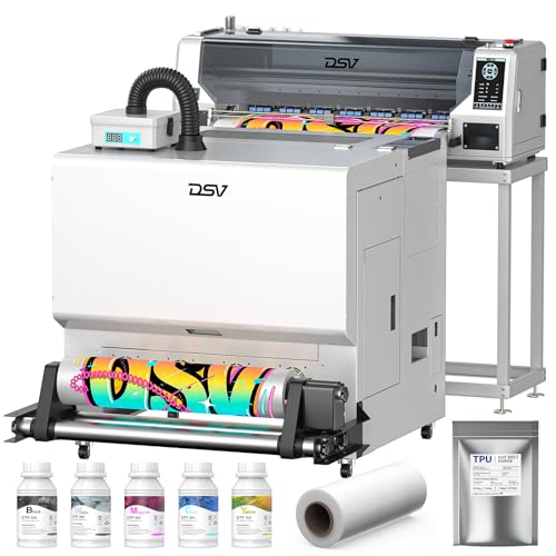 Image of DSV 24 inch DTF Printer with Dual F1080 Printheads, Shaker Oven & Purifier - 2 Min /A3 Print, 40% Truer Colors vs Single XP600 /L800, 24 /7 Auto-Maintenance & White Circulation, Includes 2-Year Ink