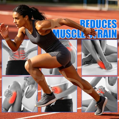 Image of 3 Pack Kinesiology Tapes, 4in x 5.5yd Sports Tape for Athletes | Water Resistant & Elastic for Muscle Support, Latex Free Cotton Pain Relief, Fits for Joints, Knee, Ankle, Shoulder, Wrist