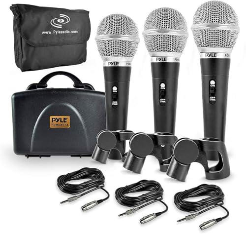 Pyle Kit de microfonos Profesionales, 3 Piezas, con Estuche rigido, Clips, Bolsa y Cable XLR, Ideal para Estudio o Escenario