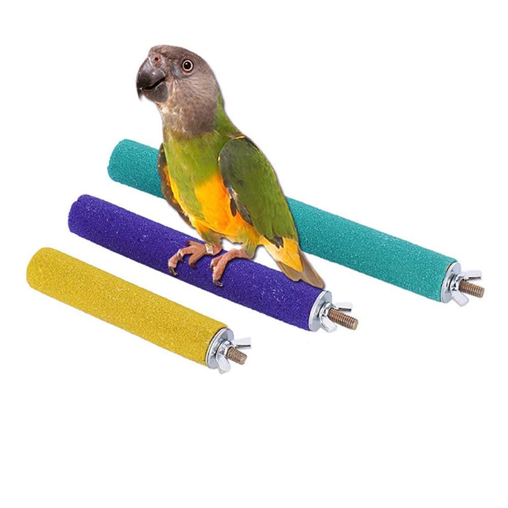 PIVBY Wood Bird Cage Perch Colorful Parrot Stand Toy Platform Paw Grinding Stick for Small Medium-Sized Bird Parakeet Cockatiel Conure Budgies Lovebird inches and Canary Colors Vary Pack of 3