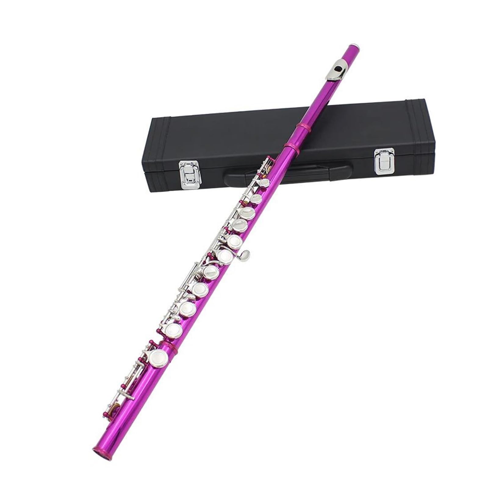 Classic Flet Poprzeczny 16 Zamkniętych Otwartych Otworów C Flet Instrument Dęty Drewniany Profesjonalny Koncert Z Kluczem E Trwały(Rose Red)