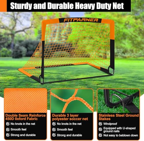 Image of Kids Soccer Goals for Backyard Set - 2 Pack of Portable Pop Up Soccer Nets with Ball,Cones,Complete Training Equipment Kit for Toddler,Youth,Kids Age 3-14,Outdoor Sports Game