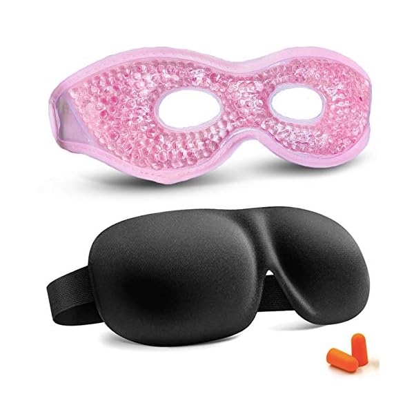 Gel-Beads-Eye-Mask-3D-Sleep-Mask-Cooling-Eye-Mask-Reduce-Puffy-Dark-Circles-Migraines-Headaches-Stress-Relief-3D-Contoured-Cup-Blindfold-Eye-Mask-Ultra-Lightweight-Comfortable-Sleeping-Mask-Gel-Eye-Ma Cooling Eye Mask + 3D Sleep Mask, Cooling Eye Mask Reduce Puffy Dark Circles Migraines Headaches Stress Relief, 3D Contoured Cup Blindfold Eye Mask Ultra Lightweight & Comfortable Sleeping Mask