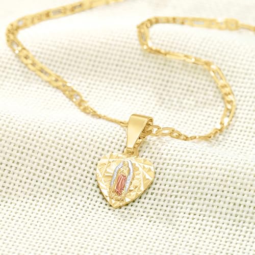 Luxe & Co. Jewelry Virgin Mary Guadalupe Necklace – 14K Gold Plated Heart Pendant, 22” Chain2