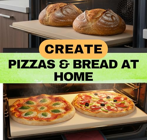 Image of 20 inch Baking Stone for Oven, with Silicone Mat and Dough Tool - Thick & Durable Large Pizza Stone for Oven and Grill - Rectangular Cordierite Stone 20 inch x 13.5 inch x 0.6 inch