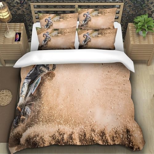 Parure de lit motocross ultra douce avec fermeture éclair pour lit double - 5