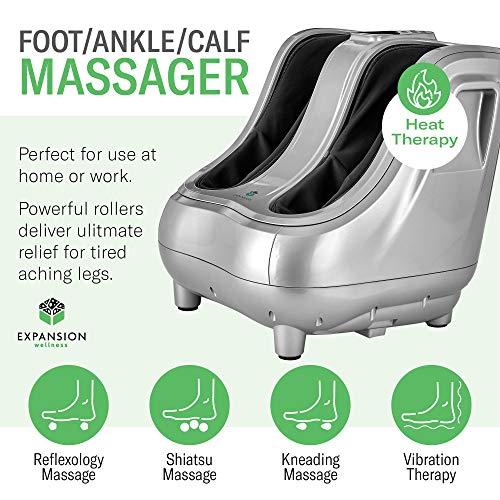 Shiatsu Heated Foot and Calf Massager Machine to Relieve Sore Feet, Ankles, Calfs and Legs, Deep Kneading Therapy, Relaxation Vibration and Rolling and Stimulates Blood Circulation Plantar Fasciitis - Thumbnail 7