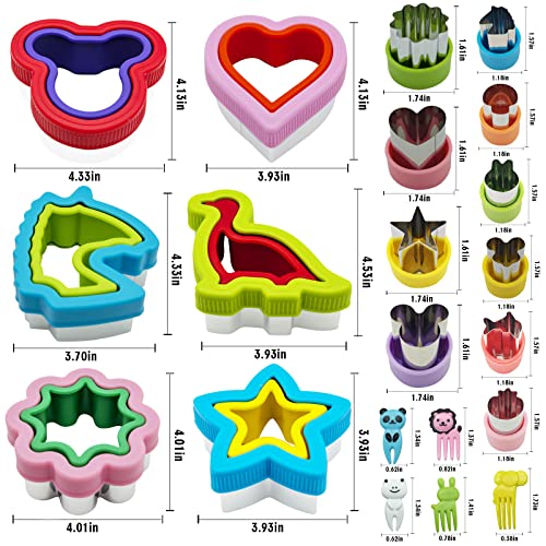 21Pcs Sandwich Cutter And Sealer For Kids,Decruster Uncrustables Sandwich Maker,Cookie Cutters Vegetable Fruit Cutter Shapes Set For Kids Lunch Bento Box With Heart,Star,Dinosaur,Unicorn,Etc (Red2) #TOP2